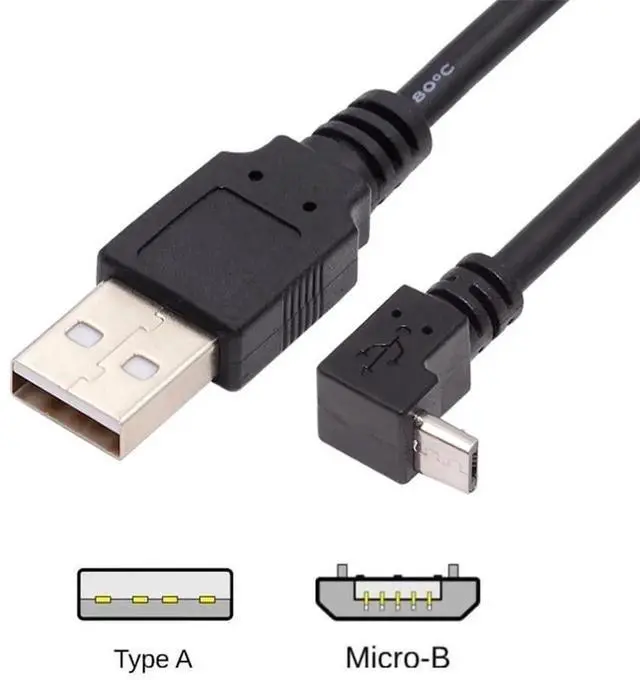 Alt view image 5 of 7 - Aomoproing Up Angled 90 Degree Micro USB 2.0 5Pin to USB 2.0 Type-A Data Charge Cable, 480Mbps High-Speed Data Sync for Phones, Tablets, Computers, Cameras, 150cm