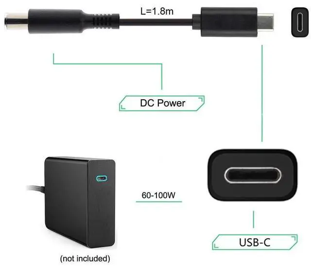 Alt view image 5 of 7 - Aomoproing Type C USB-C Input to 20V DC 5.5×2.1mm Power PD Charge Cable for Laptops & Notebooks