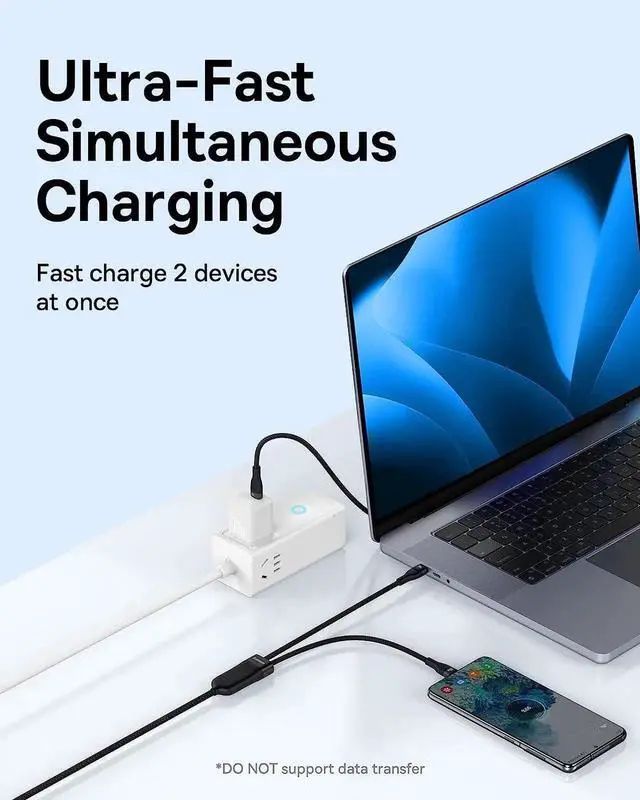 Alt view image 2 of 6 - Aomoproing 100W 5A USB C to USB C Cable 4.9FT, Nylon Braided Fast Charging 2-in-1 Multi Charging Cable for AIR/Mini 6, MacBook, Galaxy S22/S21/S10/Note