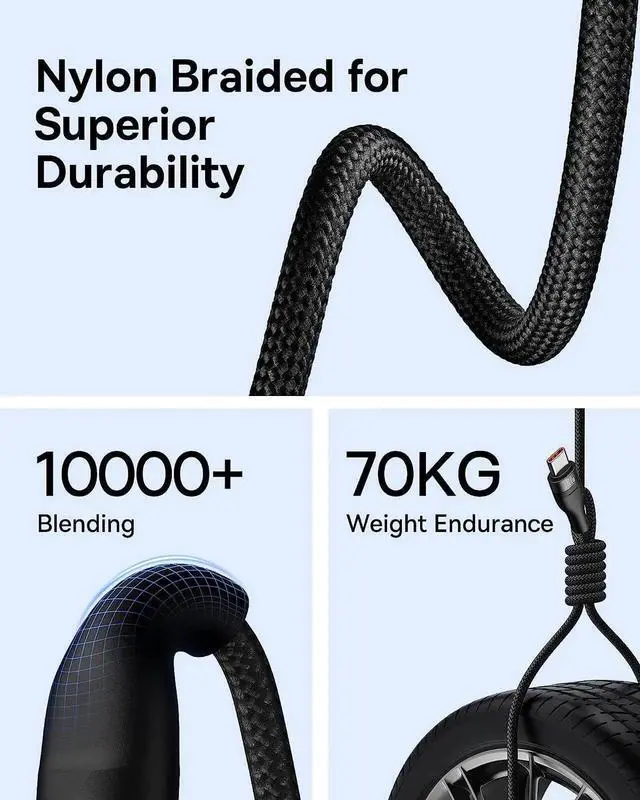 Alt view image 6 of 6 - Aomoproing 100W 5A USB C to USB C Cable 4.9FT, Nylon Braided Fast Charging 2-in-1 Multi Charging Cable for AIR/Mini 6, MacBook, Galaxy S22/S21/S10/Note