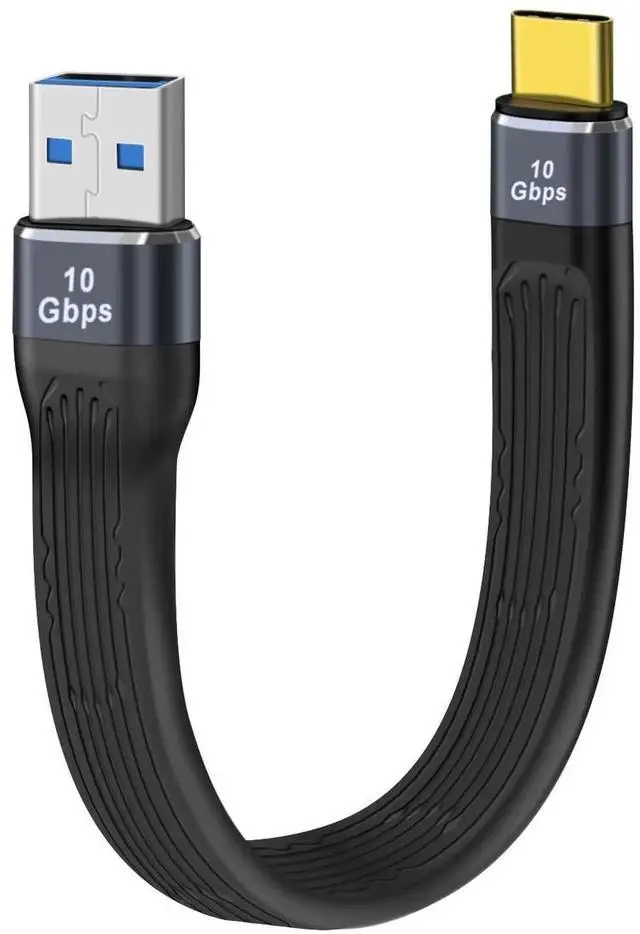 Main image of Aomoproing USB A Male to USB C Male Flat Cable, 10Gbps High Speed, 100W (20V 5A) Fast Charging, Supports Audio & Video 4K@60Hz, 13cm for Phones, Laptops, PC