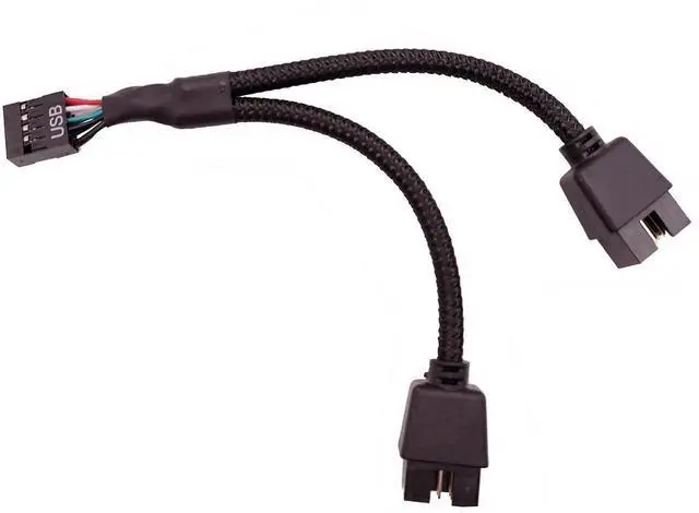 Alt view image 3 of 5 - Aomoproing 2Pcs 9Pin USB 2.0 Extension Cable, Motherboard 9 Pin Female to 2 Pcs 9 Pin Male 1 to 2 Splitter Connector Adapter, Internal USB HUB 9Pin Header Cable for Computer