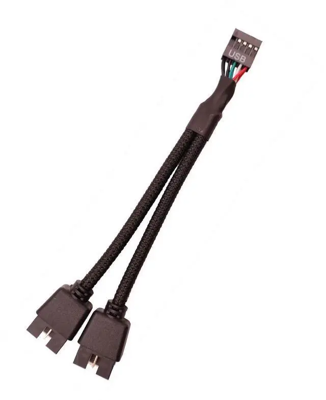 Alt view image 5 of 5 - Aomoproing 2Pcs 9Pin USB 2.0 Extension Cable, Motherboard 9 Pin Female to 2 Pcs 9 Pin Male 1 to 2 Splitter Connector Adapter, Internal USB HUB 9Pin Header Cable for Computer