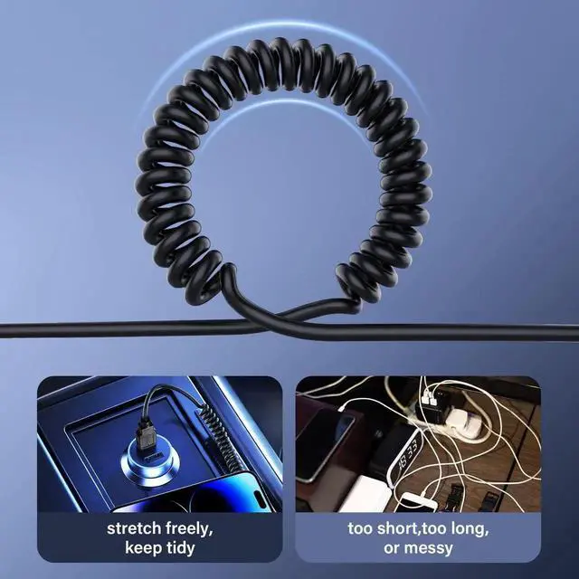 Alt view image 2 of 7 - Aomoproing USB Type C Coiled Cable, 5Gbps Retractable 90 Degree USB3.0 to USB C Cable, Charging & Data Transfer for Phone, Tablet, Other USB C Devices (M to U)