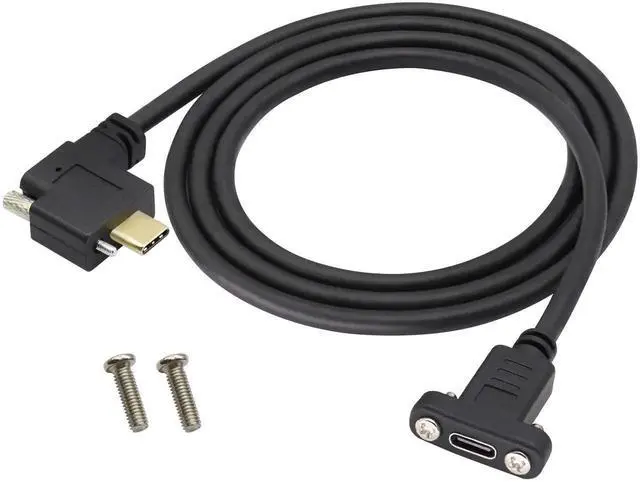 Alt view image 5 of 6 - Aomoproing 90 Degree USB 3.1 Type C Panel Mount Cable, Right Angle USB 3.1 Type C Male Panel Mount to Female Cable, 1M/3ft, Supports Charging, Data, Audio & Video, for Samsung Note10, MacBook Air (M-3