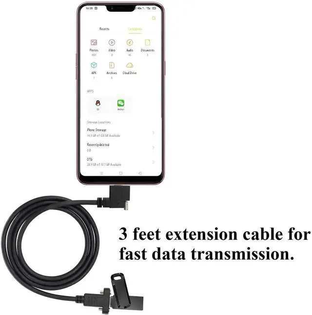 Alt view image 6 of 6 - Aomoproing 90 Degree USB 3.1 Type C Panel Mount Cable, Right Angle USB 3.1 Type C Male Panel Mount to Female Cable, 1M/3ft, Supports Charging, Data, Audio & Video, for Samsung Note10, MacBook Air (M-3