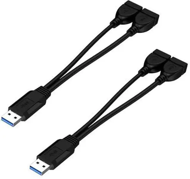 Main image of Aomoproing USB 3.0 Female to Dual USB Male Splitter Cable, 2 Pack, Y Splitter Power Data Extension Cord for Laptop, PC, USB Devices