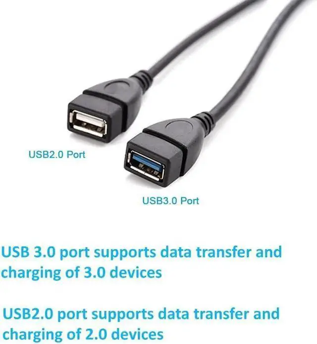 Alt view image 5 of 7 - Aomoproing USB 3.0 Female to Dual USB Male Splitter Cable, 2 Pack, Y Splitter Power Data Extension Cord for Laptop, PC, USB Devices