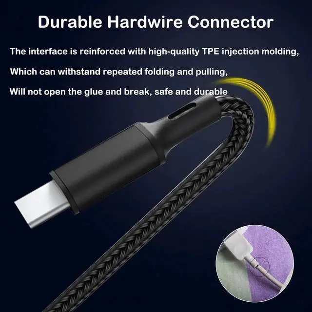 Alt view image 7 of 7 - Aomoproing 2 Pack 0.2M USB C Splitter Cable, 3 in 1 Nylon Braided Type-C Male to 3 Type-C Male Charging Cord, 5A Fast Charging, Compatible with Mobile Phones, Android Devices and More