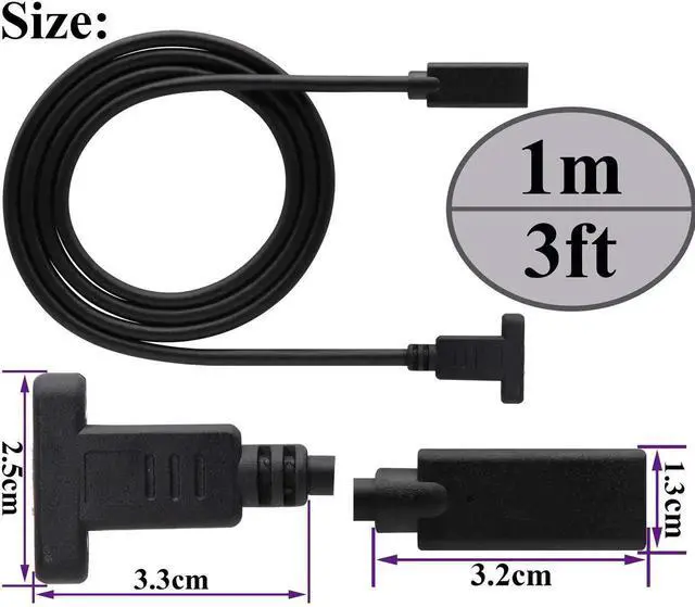 Alt view image 3 of 6 - Aomoproing USB 3.1 Gen 2 Type-C to Type-C Cable with Dual Panel Mount Screw Hole, 1M/3ft, Supports Charging, Data Transfer, Audio & Video, Compatible with Samsung Note10, MacBook Air