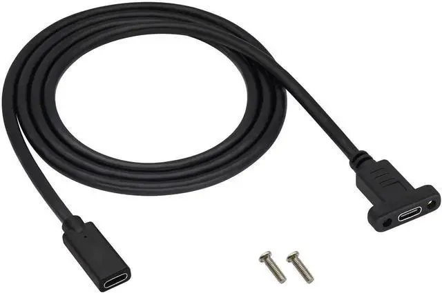 Alt view image 2 of 6 - Aomoproing USB 3.1 Gen 2 Type-C to Type-C Cable with Dual Panel Mount Screw Hole, 1M/3ft, Supports Charging, Data Transfer, Audio & Video, Compatible with Samsung Note10, MacBook Air