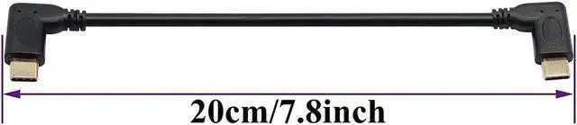 Alt view image 2 of 4 - Aomoproing 90 Degree USB 3.1 Gen 2 Type-C Male to Male Extension Cable, 20cm (M/M), 10Gbps Data Transfer, Supports Charging, Audio & Video, Compatible with New MacBook Pro 2017, USB-C Hub, Laptops & U