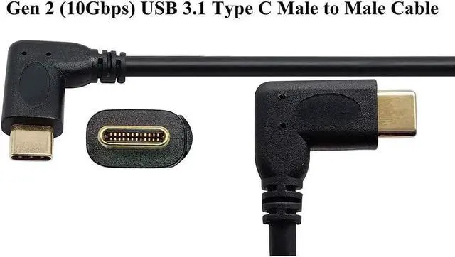 Alt view image 4 of 4 - Aomoproing 90 Degree USB 3.1 Gen 2 Type-C Male to Male Extension Cable, 20cm (M/M), 10Gbps Data Transfer, Supports Charging, Audio & Video, Compatible with New MacBook Pro 2017, USB-C Hub, Laptops & U