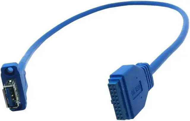 Alt view image 2 of 3 - Aomoproing Single Port USB 3.0 Female Screw Mount Panel Type to Motherboard 20Pin Cable, 0.5M/50cm, Internal PC Case Extension Cord for Desktop