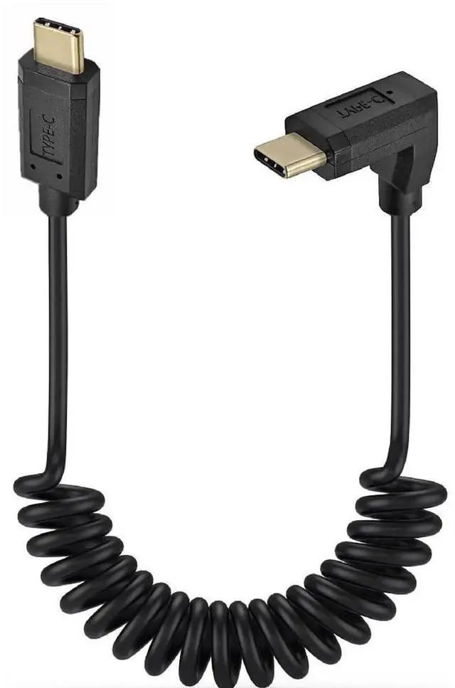 Main image of Aomoproing 6 Feet USB 3.1 Type C Coiled Cable, 3A 10Gbps, Straight Male to UP & Down Angle Male, High Speed Spring Spiral Sync Charging Data Transfer Cable, 4K@60hz AV Monitor Cable