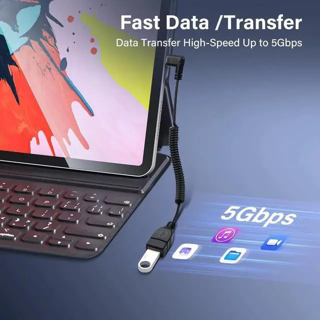 Alt view image 4 of 6 - Aomoproing USB Type C Coiled Cable, 5Gbps Retractable 90 Degree USB 3.0 Female to USB C Male, Charging & Data Transfer for Phone, Tablet, Other USB C Devices (F/R)