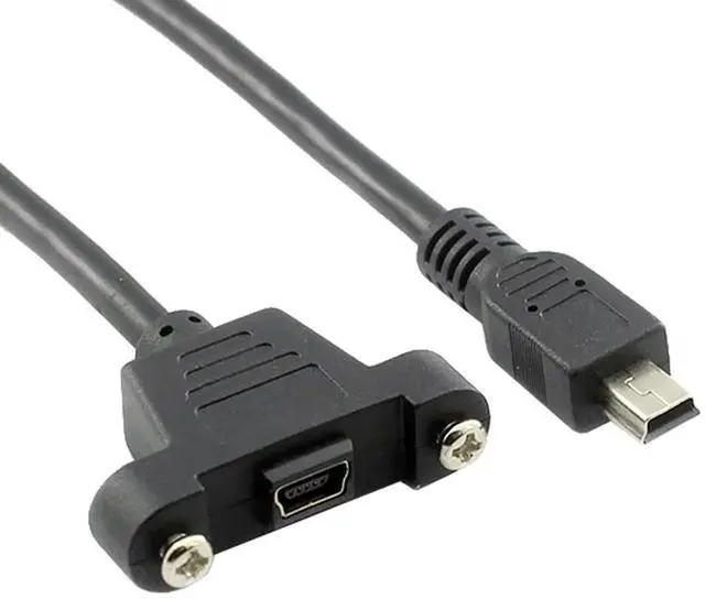 Main image of Aomoproing Panel Mount Mini USB 2.0 5Pin Male to Female Extension Adapter Cable with Screws, 50cm