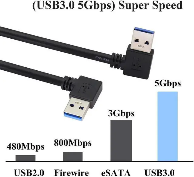 Alt view image 3 of 7 - Aomoproing 90 Degree USB 3.0 A Extension Cable, Left & Right Angle USB 3.0 Type A Male to Male Cable, Charging & Data Transfer Cord for Hard Drive, Printers, Cameras, Mouse, Laptop Cooler, 0.3M/1ft, B
