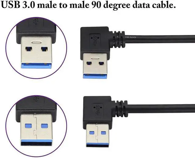Alt view image 4 of 7 - Aomoproing 90 Degree USB 3.0 A Extension Cable, Left & Right Angle USB 3.0 Type A Male to Male Cable, Charging & Data Transfer Cord for Hard Drive, Printers, Cameras, Mouse, Laptop Cooler, 0.3M/1ft, B