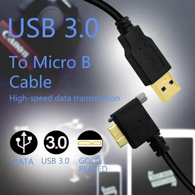 Alt view image 4 of 6 - Aomoproing 3M USB 3.0 A Male to 90 Degree Micro B Male Cable with Locking Screws, High Speed Data Sync Charging Cord for Hard Drive, Smartphone, Tablet, PC