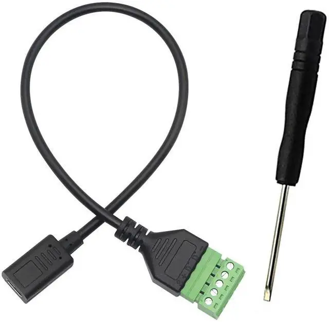 Main image of Aomoproing USB C Female Screw Terminal Block Connector, Solderless Pluggable 5P Extension Cord, Data & Charging Adapter for Type-C Devices