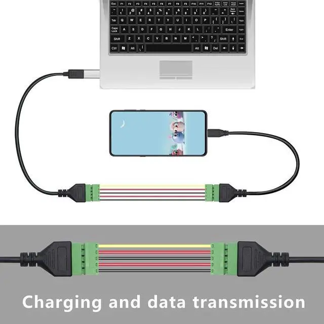 Alt view image 2 of 7 - Aomoproing USB C Female Screw Terminal Block Connector, Solderless Pluggable 5P Extension Cord, Data & Charging Adapter for Type-C Devices
