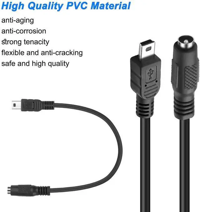Alt view image 2 of 6 - Aomoproing DC 5.5×2.1mm to Mini USB Power Adapter Cable, DC 5521 Female to Mini USB 5Pin Male Power Supply Extension Cord 20CM 2PCS for Camera, Small Fan, MP3, MP4