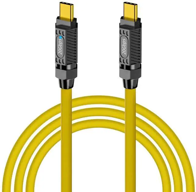 Main image of Aomoproing USB C to USB C Charging Cable 6ft, 140W 20Gbps Type C Fast Charging Silicone Cable with LED Light, 8K@60Hz, for MacBook Pro, Galaxy S23 S22, Yellow