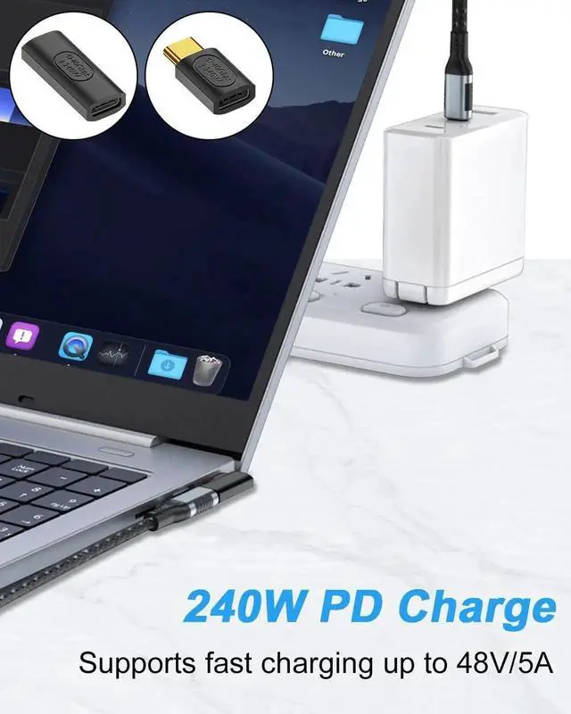 Alt view image 4 of 7 - Aomoproing USB C Extender Adapter Set, 240W 40Gbps USB C Male to Female & Female to Female Extension Adapter, Compatible with iPhone, Laptop, Thunderbolt 4, Monitor & Docking Station