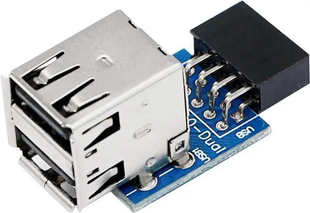 Main image of Aomoproing 9Pin USB 2.0 Female Pin Dual 2 Port USB Motherboard Header Adapter, Dual Layer Type for PC Desktop Motherboard Expansion