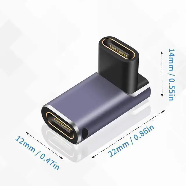 Alt view image 3 of 7 - Aomoproing USB C Female to Female Coupler 2-Pack, 90 Degree USB C Extender Adapter, 240W PD Fast Charging, 40Gbps Data Sync, 8K Video Output for Thunderbolt 4/3, MacBook, iPad, Laptop & Phone