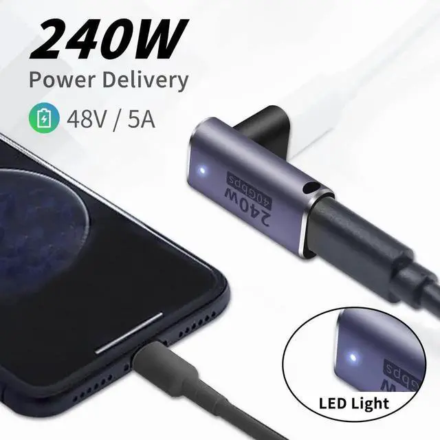 Alt view image 5 of 7 - Aomoproing USB C Female to Female Coupler 2-Pack, 90 Degree USB C Extender Adapter, 240W PD Fast Charging, 40Gbps Data Sync, 8K Video Output for Thunderbolt 4/3, MacBook, iPad, Laptop & Phone