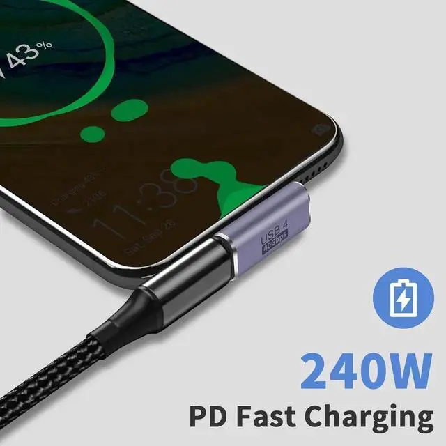 Alt view image 3 of 7 - Aomoproing 90 Degree USB C Adapter, 40Gbps High-Speed Data Transfer, 100W PD Fast Charging, Compatible with Thunderbolt 4/3, Steam Deck, iPhone 15, Switch and Type-C Devices