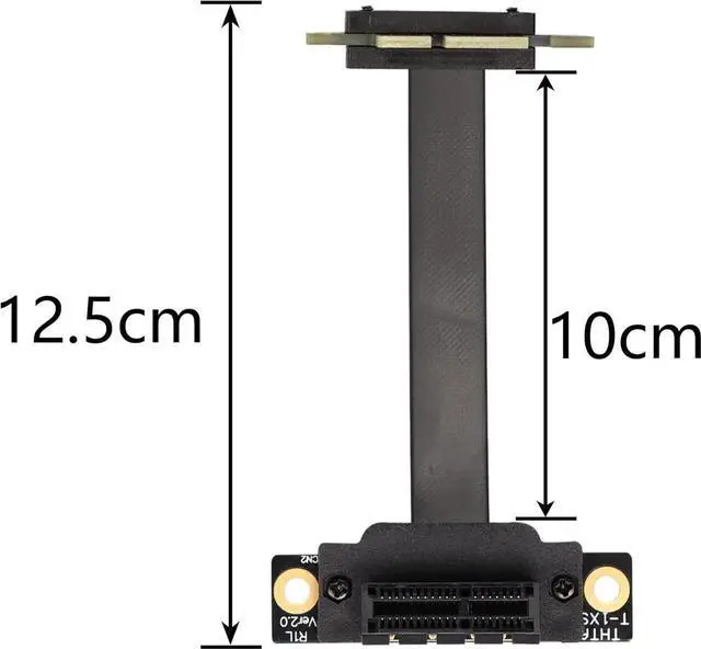 Alt view image 5 of 7 - Aomoproing PCIE 3.0 Extension Cable, 36PIN 1X PCI Express Extender Card, 90 Degree Angled, 10cm Black, for 1U 2U Server Chassis