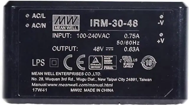 Alt view image 2 of 4 - IRM-30-48 Encapsulated Power Module, 110V/220V AC to 48V DC 0.63A 30W PCB-Mount Switching Power Supply PSU
