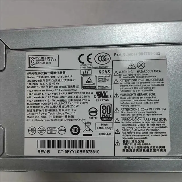 Alt view image 5 of 6 - 250W Power Supply L08417-004 D16-250P1A L08417-002 D16-250P2A 901761-002 for HP 280 282 600 800 G3 400 480 G4 MT