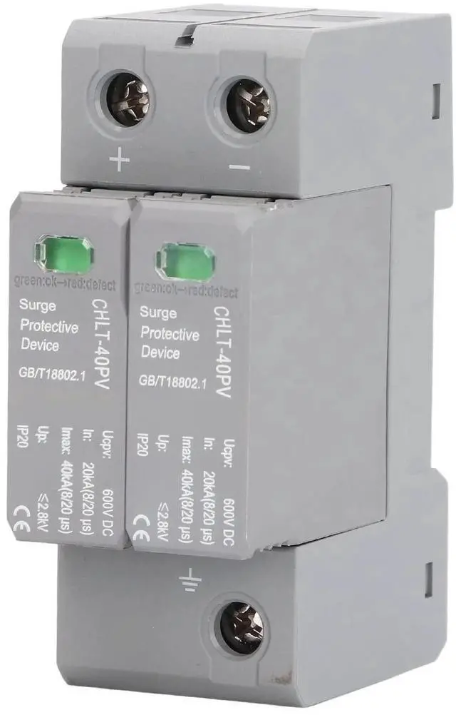 Main image of 2P PV Protector DC 600V Photovoltaic Surge Arrestor 20KA40KA Overvoltage Protection Device