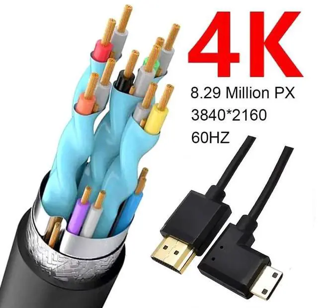 Alt view image 3 of 5 - 3.9Ft Coiled Right Angle Mini HDMI to HDMI Cable 4K@60Hz, Mini HDMI 2.0 Male to HDMI Male Spring Cord 18Gbps High Speed for Camera, Camcorder, Tablet, HDTV