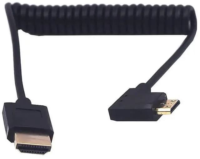 Alt view image 4 of 5 - 3.9Ft Coiled Right Angle Mini HDMI to HDMI Cable 4K@60Hz, Mini HDMI 2.0 Male to HDMI Male Spring Cord 18Gbps High Speed for Camera, Camcorder, Tablet, HDTV