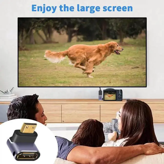 Alt view image 2 of 7 - 8K 90 Degree Down Angle Mini HDMI to HDMI Adapter 2 Pack, 8K@60Hz 4K@144Hz 2K@240Hz High Speed Converter for Camera, Camcorder, Laptop, HDTV