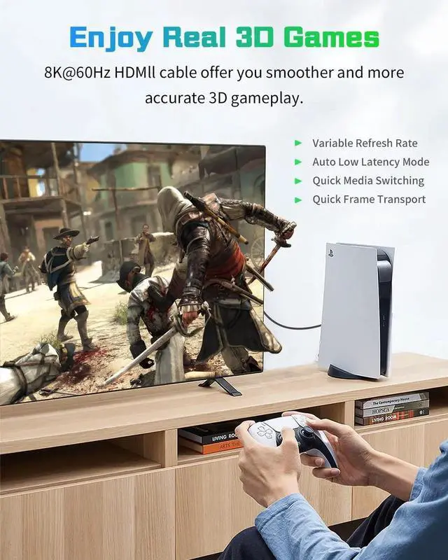 Alt view image 7 of 7 - 8K HDMI Extender Cable 12inch/30cm Down Angle, 48Gbps High Speed Short Extension Cord Supports 8K@60Hz for PC, Laptop, TV, Xbox, PS5, PS4