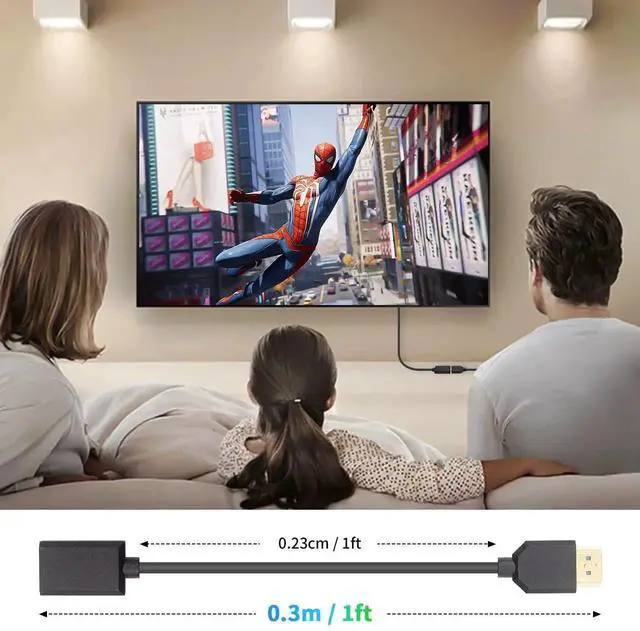 Alt view image 4 of 7 - 8K HDMI Extender Cable 12inch/30cm Male to Female, 48Gbps High Speed Extension Cord Supports 8K@60Hz for PC, Laptop, TV, Xbox, PS5, PS4