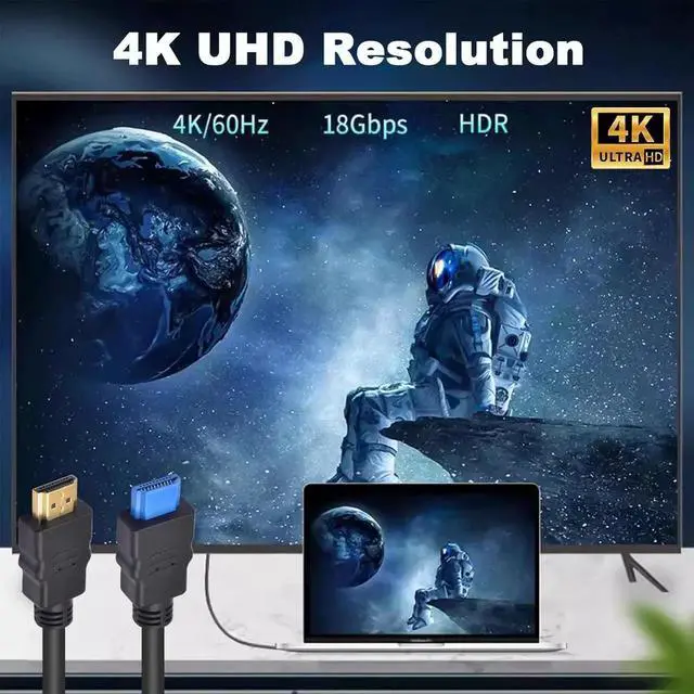 Alt view image 7 of 7 - 4K HDMI 2.0 Cable 3.3FT/1M, High Speed 18Gbps HDMI Male to Male Cord Supports 4K@60Hz, with Silicone HDMI Port for Factory Testing
