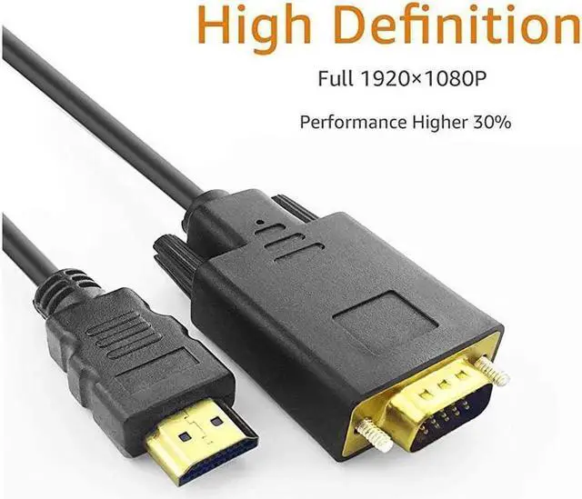 Main image of 1080P HDMI Male to VGA Male 6FT Video Converter Cable, HDMI to VGA Adapter Cord for PC, Laptop, DVD, HDTV, Monitor, Projector