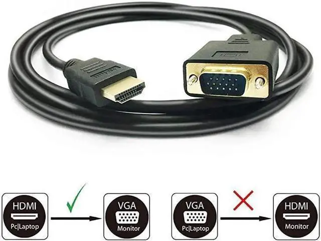 Alt view image 2 of 7 - 1080P HDMI Male to VGA Male 6FT Video Converter Cable, HDMI to VGA Adapter Cord for PC, Laptop, DVD, HDTV, Monitor, Projector