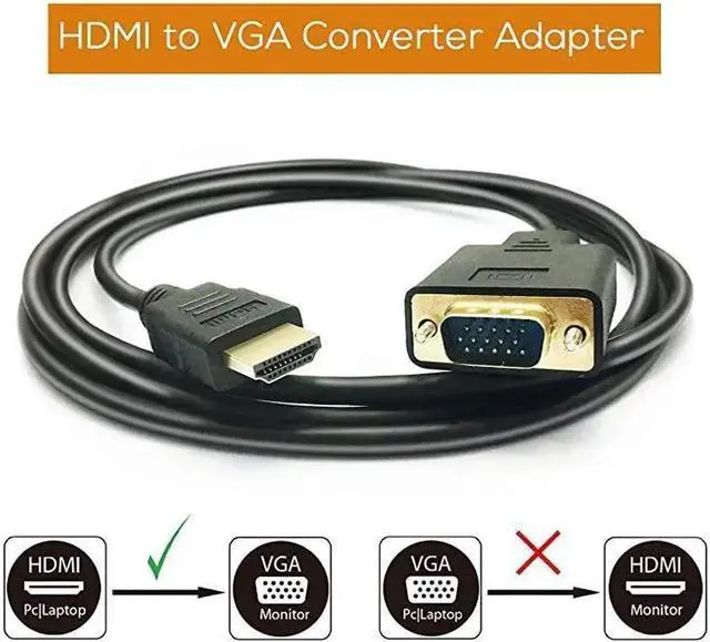 Alt view image 5 of 7 - 1080P HDMI Male to VGA Male 6FT Video Converter Cable, HDMI to VGA Adapter Cord for PC, Laptop, DVD, HDTV, Monitor, Projector