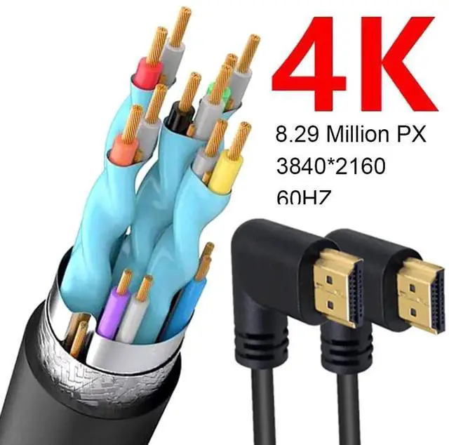 Alt view image 3 of 6 - 1.5ft 4K@60Hz HDMI 2.0 Cable, 18Gbps High Speed Double Right Angle Male to Male Cord for HDTV, PS4/PS5, Xbox, Switch