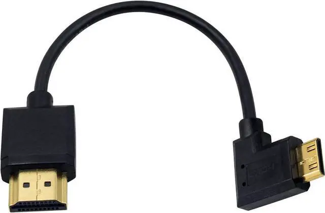 Main image of Ultra-Thin Short 90 Degree Right Angle HDMI to Mini HDMI Cable 6inch/15cm, Mini HDMI Male to HDMI A Male Cable, Support 4K@60Hz Ultra HD, 1080p, 3D for Camera, Laptop, HDTV