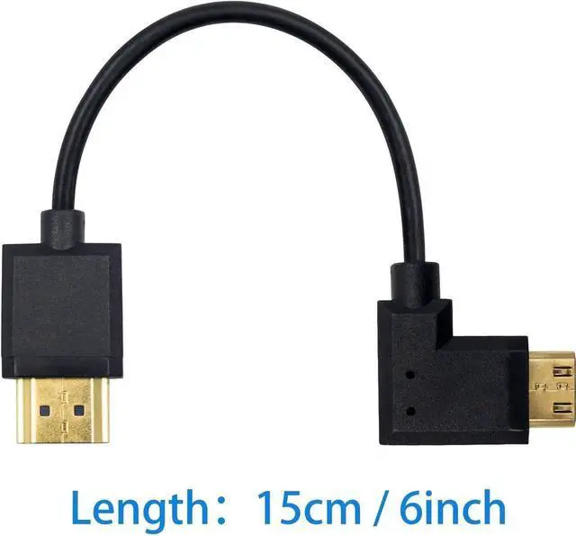 Alt view image 7 of 7 - Ultra-Thin Short 90 Degree Right Angle HDMI to Mini HDMI Cable 6inch/15cm, Mini HDMI Male to HDMI A Male Cable, Support 4K@60Hz Ultra HD, 1080p, 3D for Camera, Laptop, HDTV