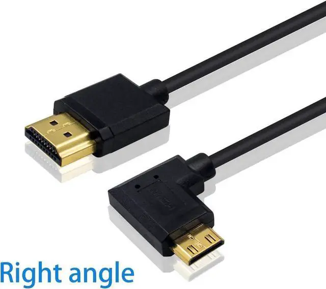 Alt view image 2 of 7 - Ultra-Thin Short 90 Degree Right Angle HDMI to Mini HDMI Cable 6inch/15cm, Mini HDMI Male to HDMI A Male Cable, Support 4K@60Hz Ultra HD, 1080p, 3D for Camera, Laptop, HDTV